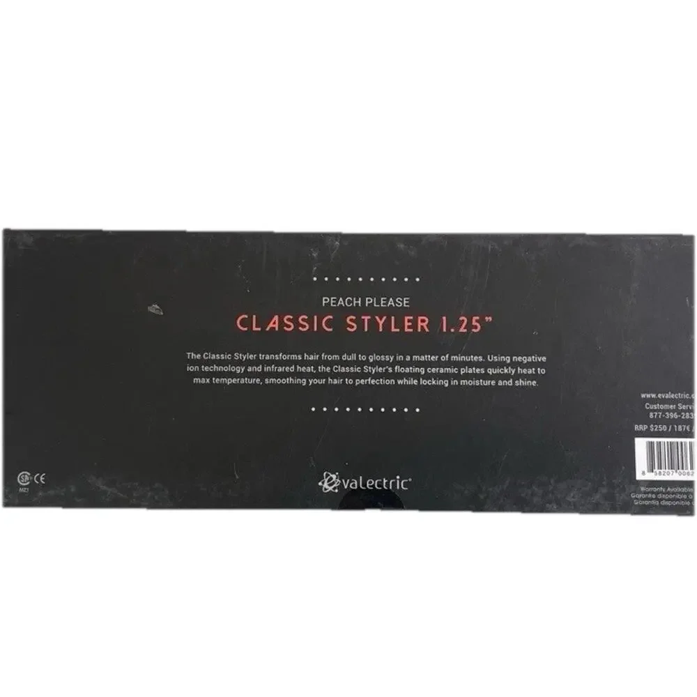 Evalectric Classic Styler Peach Please Ceramic Plate Negative Ion Straightener
